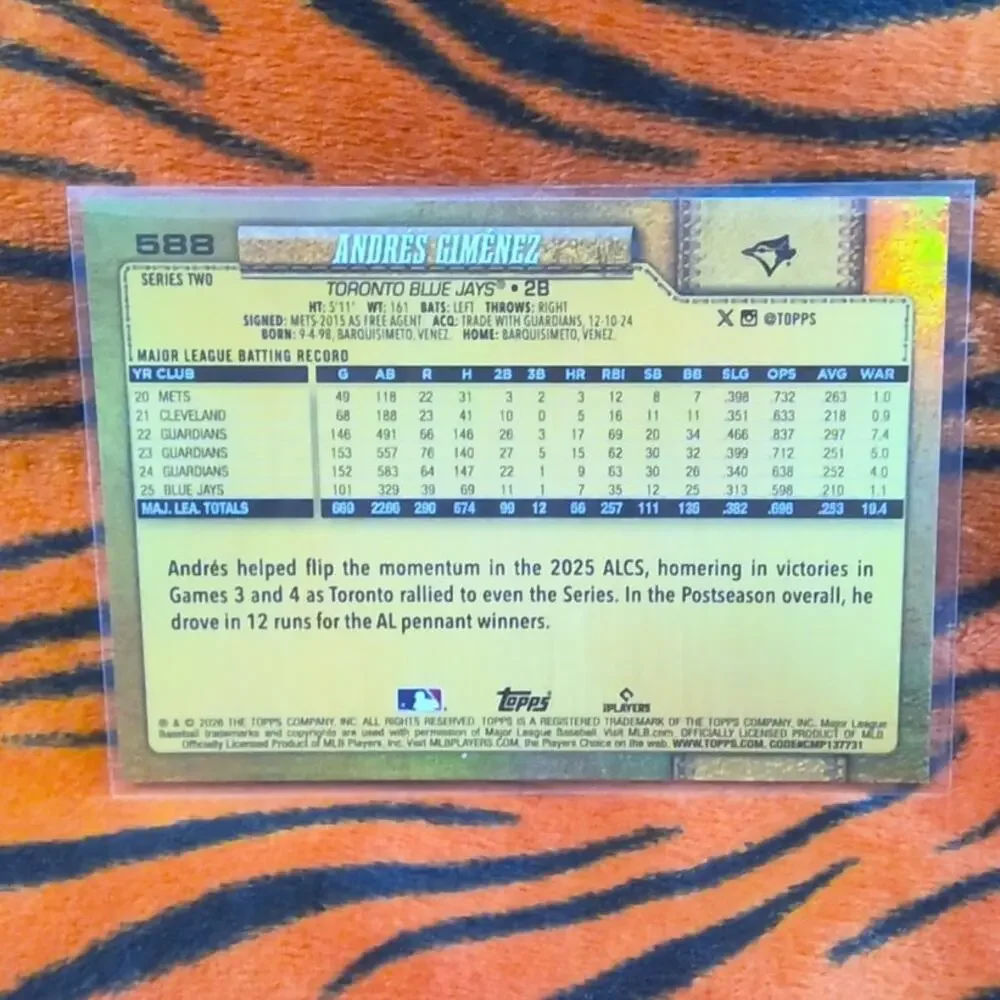 Topps 2026 Baseball Series 2 #588 Andres Gimenez Golden Mirror Variation MLB - Picture 2 of 4
